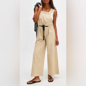 Free People Beige Jumpsuit with Black Belt